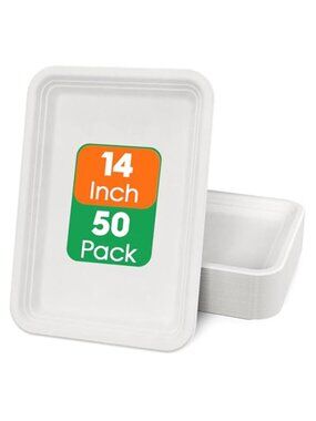 Compostable Food Trays 50 Pack Large Paper Plates BBQ Seafood Boil Party
